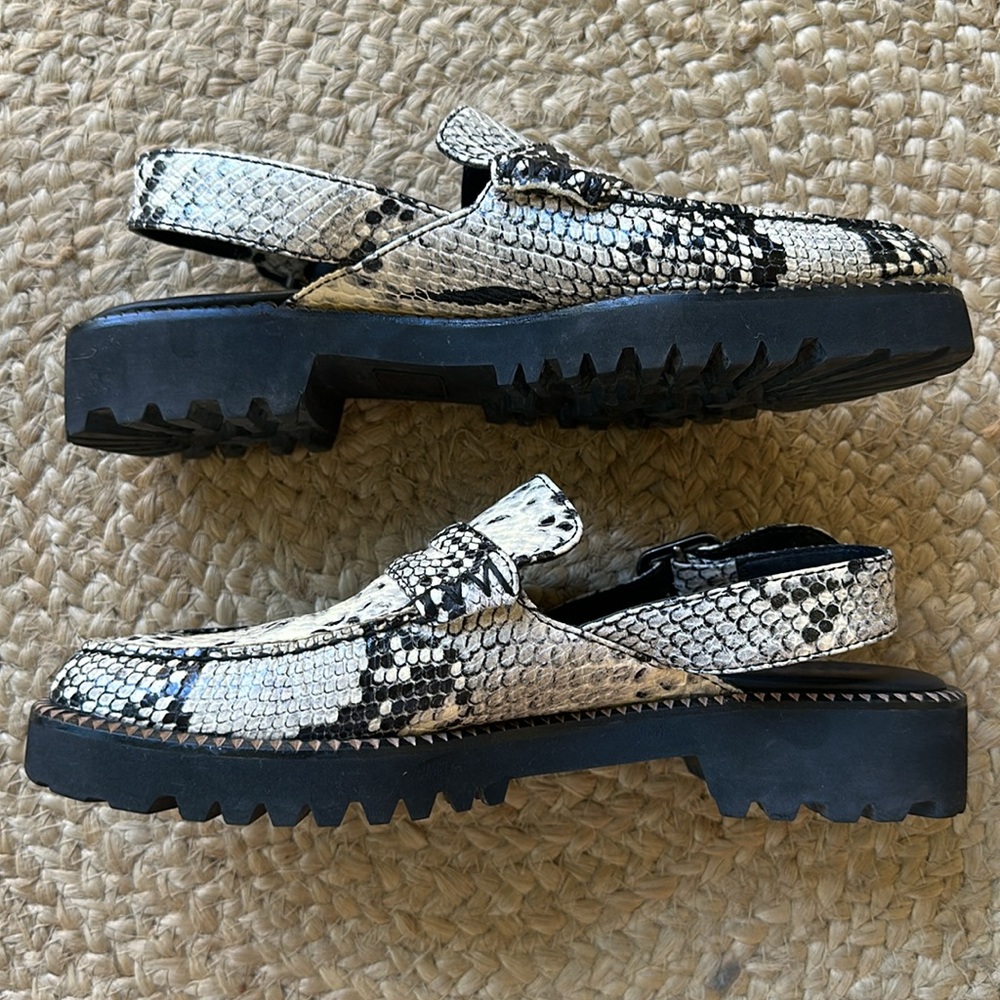 Freda Salvador JUANA Slingback Penny Loafer in Snakeskin size 7